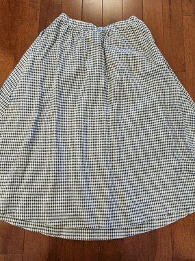 Reformation women's linen check pattern midi skirt in size US 4